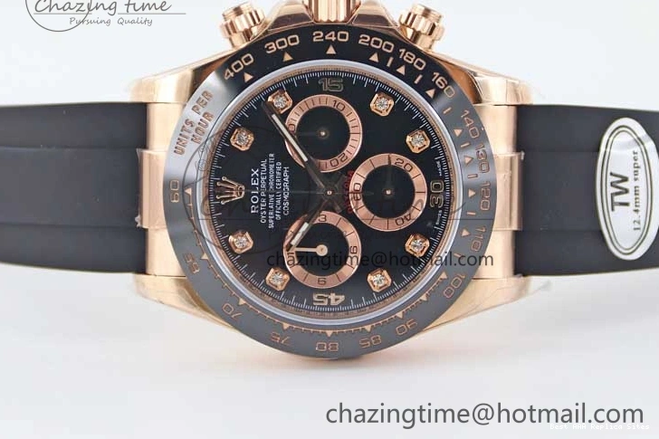 Good Copy Rolex Watches Strap TWF 904L 2416 Diamonds RG on 116515 A  Steel Best HighQuality RG Black Dial Daytona Edition Oysterflex 1:1 0114